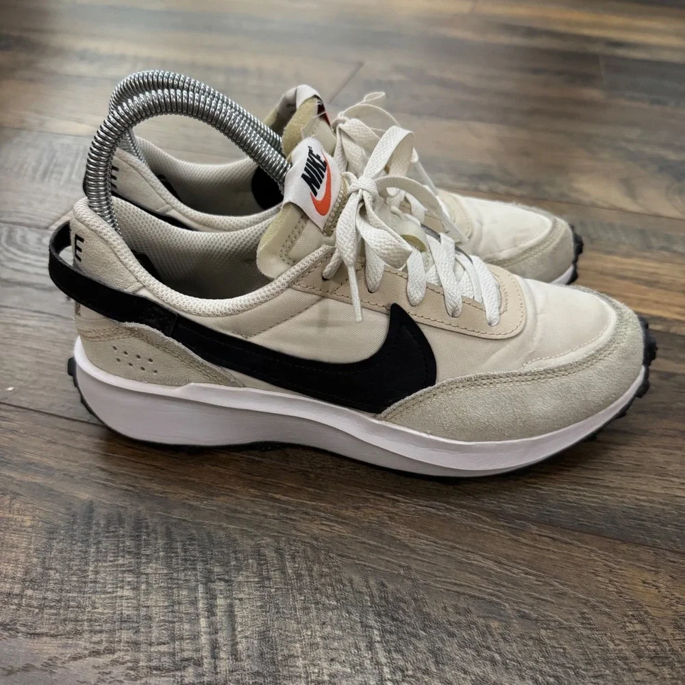 Nike Waffle Debut Sail Ivory Black Womens 5.5 Running Shoes Athletic Sneaker